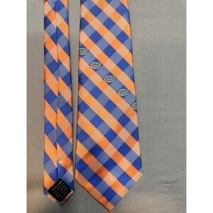 University of Florida Gators Preppy Mens Tie Orange‎ & Blue Plaid Y2K